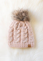 Blush Cable Knit Pom Hat