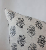 20x20 Cream and Charcoal Floral Pillow Cover