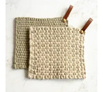 Cotton Potholder with Leather Loop
