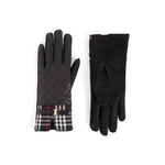 Plaid Puffer Touchscreen Gloves - Black