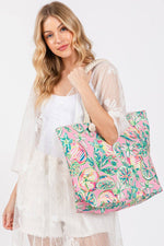 Hand-Drawn Grapefruit Beach Tote - Pink