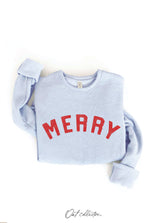 Merry Graphic Sweatshirt  - Light Blue