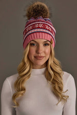 Pink, Red & Blue Pattern Pom Hat