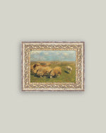 5x7 Sheep with Sheep Dog Framed Antique Art