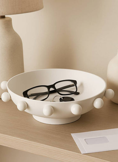 White Iron Hobnail Bowl
