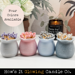 Ceramic Match Holder With Striker & 3" Matches - Light Gray