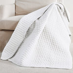 Velvet Stitch Quilted Throw - Off-White - 50 x 60"