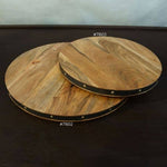 Studded Wood Lazy Susan