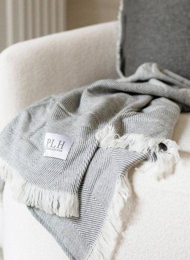Gray Herringbone Throw Blanket - 60x72"