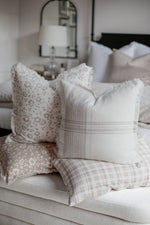 20x20 Brown with White Floral Fringe Pillow Cover