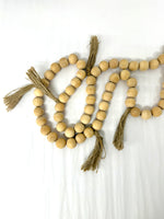 Natural Wood Beads w/ 5 Jute Tassels