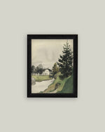 11x15 Muted Watercolor Lakeside Framed Art