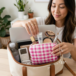 Black Gingham Cosmetic Bag