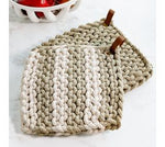 Solid & Striped Crochet Potholder with Leather Loop