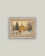 5x7 Skating Santa Framed Antique Art