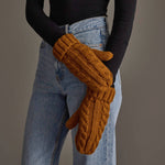 Mustard Cable Knit Mittens
