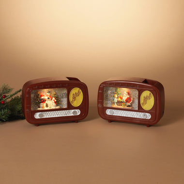 Holiday 8.5"L B/O Lighted Spinning Water Globe Radio