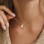 Sterling Silver Pearl & Zirconia Pendant Necklace - Gold