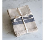 Beige & Blue Stripe Towels S/2