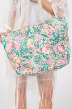 Hand-Drawn Grapefruit Beach Tote - Pink