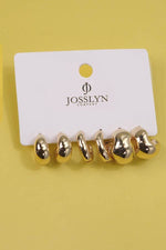 Bubbly Trio Mini Huggie Hoop Earring Set - Gold