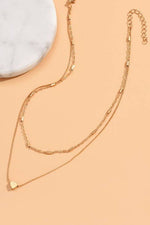 Gold Dipped Layered Heart Necklace - Gold