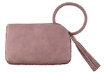Sherpa Cuff Handle Tassel Wristlet - Camel