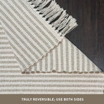 2'x3' Beige & Ivory Reversible Stripe Rug