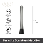 Stainless Steel Cocktail Muddler - 9.5"