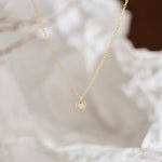Dainty Opal Heart Pendant Necklace - Gold