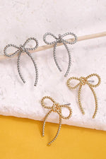 Rope Bow Stud Earrings - Gold