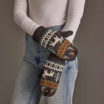 Gray Deer Winter Pattern Mittens