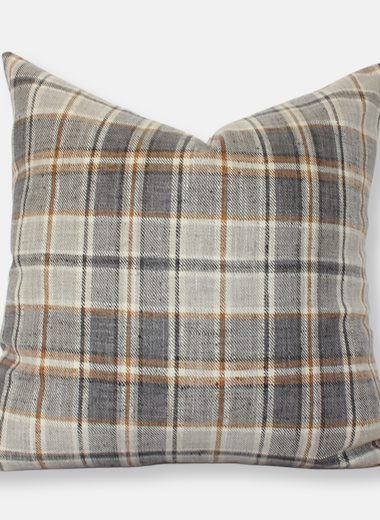 18x18 Brown Plaid Pillow Cover