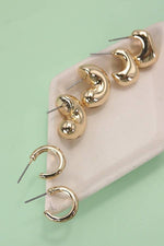 Bubble Huggie Hoop Trio Earring Set - Gold