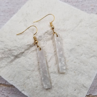 Sticks Resin Earrings: White