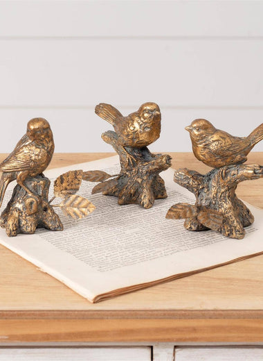 Antiqued Golden Bird Figurine