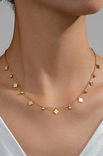 Mini Clover and Rhinestone Necklace - Gold
