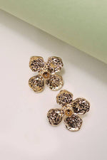 Hammered Flower Stud Earrings - Gold