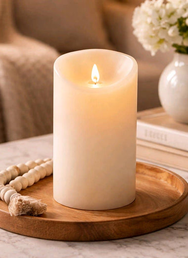 3x6" Moving Flame Cream LED Candle w/ Timer