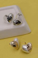 Gold & Pearl Heart Earrings - Gold