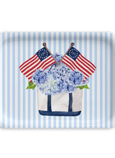 Freedom250® Patriotic Hydrangea Tote Serving Tray