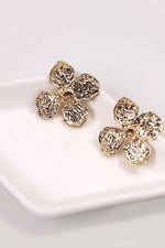 Hammered Flower Stud Earrings - Gold