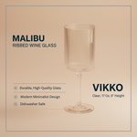 Malibu, Ribbed Wine Glass - Clear 17oz