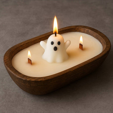 Spooky Ghost Dough Bowl Candle - Pumpkin Pecan Waffle