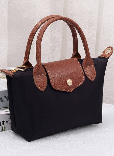 Britney Nylon Double Handle Crossbody Bag - Black