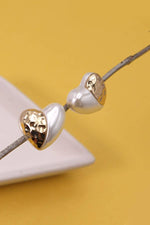 Gold & Pearl Heart Earrings - Gold