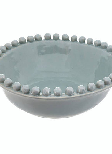 8" Ceramic Beaded Bowl - Coastal Blue