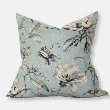 20x20 Light Blue Floral Pillow Cover