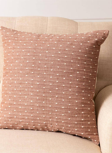 18x18 Hushed Auburn Pillow Cover With Kantha Stitch
