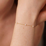 Dainty Freshwater Pearl Bead Bracelet - Gold